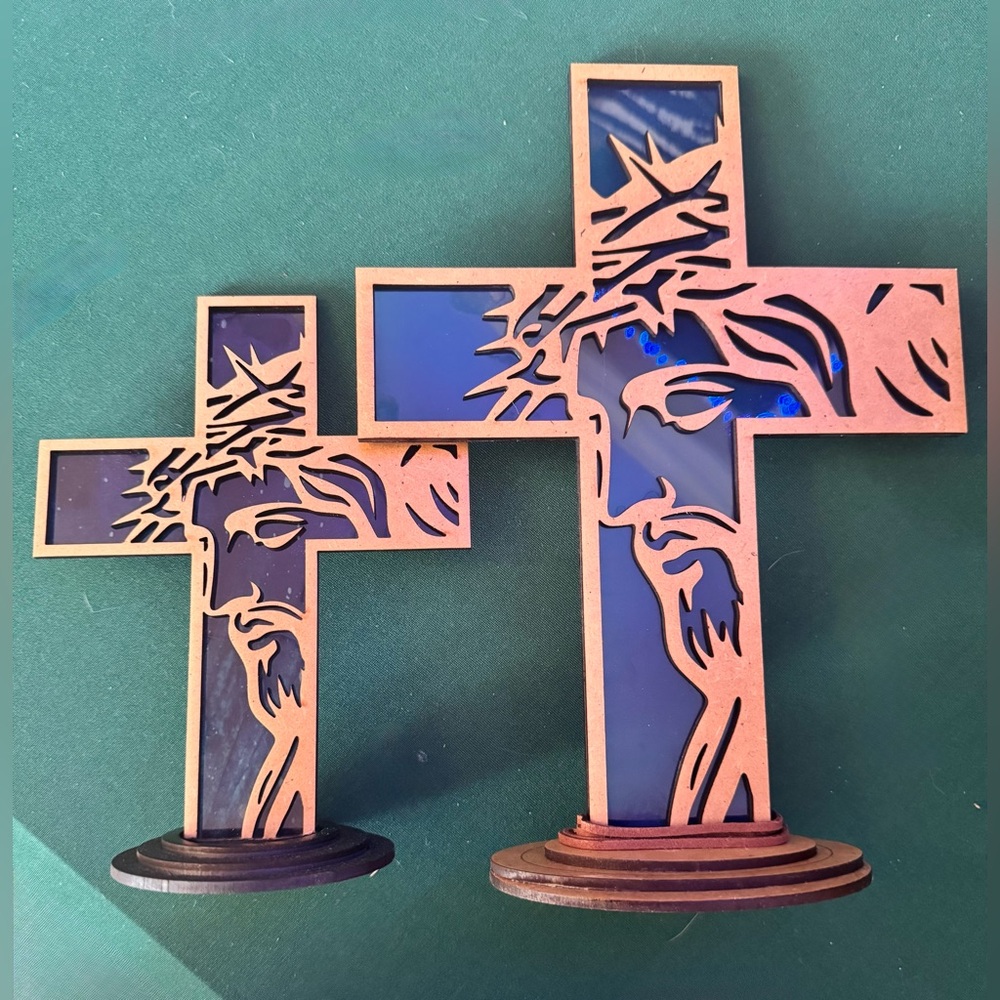 Hand crafted by me wood cross with Jesus Face approximately 10” made to order - Picture 7 of 7